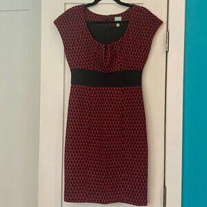 Red and black sheath dress with wide banded waist size 6